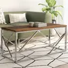 Image de vidaXL Table basse argenté inox et bois de mélèze massif349941