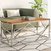 Image de vidaXL Table basse argenté acier inoxydable et bois massif d'acacia349943