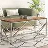 Image de vidaXL Table basse argenté inox et bois de récupération massif349944