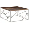 Image de vidaXL Table basse argenté acier inoxydable et bois de mélèze massif349957