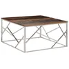 Image de vidaXL Table basse argentÃ© acier inoxydable et bois de mÃ©lÃ¨ze massif