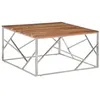 Image de vidaXL Table basse argenté acier inoxydable et bois massif d'acacia349959