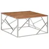 Image de vidaXL Table basse argentÃ© acier inoxydable et bois massif d'acacia