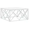Image de vidaXL Table basse argentÃ© 80x80x40 cm acier inoxydable et verre