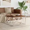 Image de Vidaxl Table Basse Acier Inoxydable Et Bois Massif De RÃ©cupÃ©ration