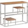 Image de vidaXL Vidaxl Table Console Argenté Acier Inoxydable Et Bois Massif D'acacia