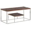 Image de vidaXL Table basse argenté acier inoxydable et bois de mélèze massif350021