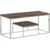 Image de vidaXL Vidaxl Table Basse Argenté Acier Inoxydable Et Bois De Mélèze Massif
