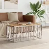 Image de vidaXL Table basse argenté acier inoxydable/bois massif récupération350056
