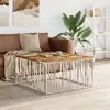 Image de vidaXL Table basse argenté acier inoxydable/bois massif récupération350072