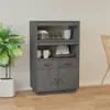 Image de vidaXL Buffet haut Gris 67x40x108,5 cm Bois massif de pin820159