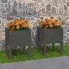 Image de vidaXL Jardinières 2 pcs Gris 40x40x52,5 cm Bois massif de pin822112