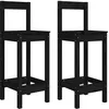 Image de vidaXL Chaises de bar 2 pcs Noir 40x41,5x112 cm Bois de pin solide