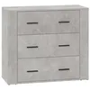 Image de Buffet avec 3 tiroirs 80x33x70 cm, meuble de rangement en bois contreplaquÃ© gris bÃ©ton