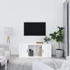 Image de vidaXL Meuble TV Blanc brillant 100x35x40 cm Bois d'ingénierie816802