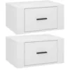 Image de vidaXL Tables de chevet murales 2 pcs Blanc brillant 50x36x25 cm