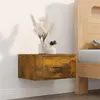 Image de vidaXL Table de chevet murale Chêne fumé 50x36x25 cm816850