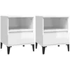Image de vidaXL Vidaxl Tables De Chevet 2 Pcs Blanc Brillant 40x35x50 Cm