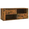 Image de vidaXL Meuble TV ChÃªne fumÃ© 100x35x40 cm Bois d'ingÃ©nierie