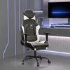 Image de vidaXL Chaise de jeu avec repose-pied Noir et blanc Similicuir
