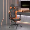 Image de vidaXL Chaise de jeu avec repose-pied Noir et orange Similicuir