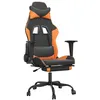 Image de vidaXL Chaise de jeu avec repose-pied Noir et orange Similicuir