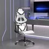 Image de vidaXL Chaise de jeu Blanc et noir Similicuir