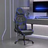 Image de vidaXL Chaise de jeu avec repose-pied Noir et bleu Similicuir