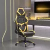 Image de vidaXL Chaise de jeu avec repose-pied Noir et doré Similicuir