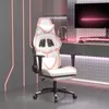 Image de vidaXL Chaise de jeu avec repose-pied Blanc et rose Similicuir