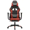 Image de vidaXL Chaise de jeu avec repose-pied Noir et rouge Similicuir