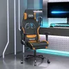 Image de vidaXL Chaise de jeu avec repose-pied Noir et orange Tissu