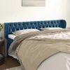 Image de vidaXL Tête de lit avec oreilles Bleu foncé 203x23x78/88 cm Velours