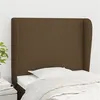 Image de vidaXL Tête de lit avec oreilles Marron foncé 93x23x118/128 cm Tissu