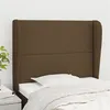 Image de vidaXL Tête de lit avec oreilles Marron foncé 93x23x118/128 cm Tissu