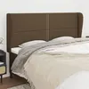 Image de vidaXL Tête de lit avec oreilles Marron foncé 183x23x118/128 cm Tissu3117833