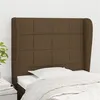 Image de vidaXL Tête de lit avec oreilles Marron foncé 93x23x118/128 cm Tissu