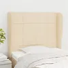 Image de vidaXL Tête de lit avec oreilles Crème 93x23x118/128 cm Tissu