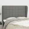 Image de vidaXL Tête de lit avec oreilles Gris foncé 147x23x118/128 cm Tissu