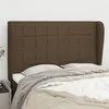 Image de vidaXL Tête de lit avec oreilles Marron foncé 147x23x118/128 cm Tissu3117957