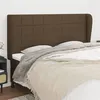 Image de vidaXL Tête de lit avec oreilles Marron foncé 203x23x118/128 cm Tissu