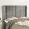 Image de vidaXL Tête de lit avec oreilles Gris clair 147x23x118/128 cm Velours