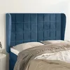 Image de vidaXL Tête de lit avec oreilles Bleu foncé 147x23x118/128 cm Velours