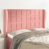 Image de vidaXL Tête de lit avec oreilles Rose 147x23x118/128 cm Velours