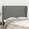 Image de vidaXL Tête de lit avec oreilles Gris foncé 147x23x118/128 cm Tissu