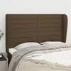 Image de vidaXL Tête de lit avec oreilles Marron foncé 147x23x118/128 cm Tissu