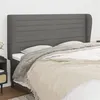 Image de vidaXL Tête de lit avec oreilles Gris foncé 163x23x118/128 cm Tissu