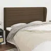 Image de vidaXL Tête de lit avec oreilles Marron foncé 203x23x118/128 cm Tissu3118121