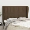 Image de vidaXL Tête de lit avec oreilles Marron foncé 147x23x118/128 cm Tissu