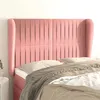 Image de vidaXL Tête de lit avec oreilles Rose 147x23x118/128 cm Velours